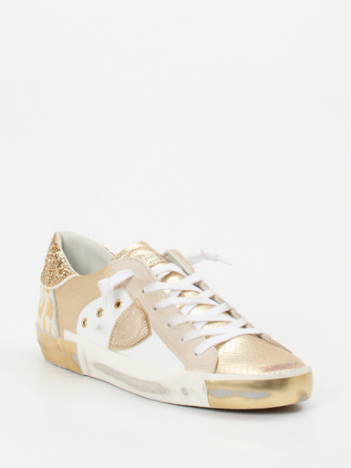 Philippe Model – Sneaker aus Metallicleder mit Glitzer