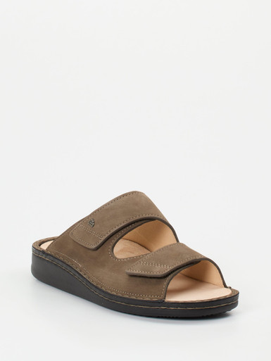 Finn Comfort – Komfort-Pantolette aus Nubukleder schlammgrau