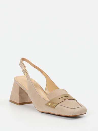 Maripé – Slingback-Pumps aus Veloursleder Beige