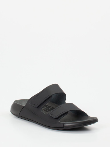 Ecco – Zweiriemer-Sandale aus Kalbleder schwarz