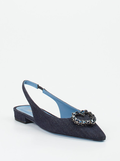 Konstantin Starke – Slingback-Ballerinas aus Textil Denim-Optik