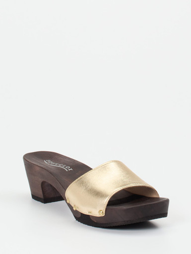 Softclox – Clogs aus Metallicleder und Holzsohle