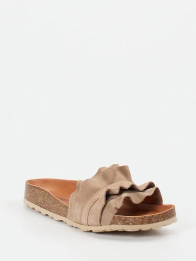 Verbenas – Pantolette aus Veloursleder Sandbeige