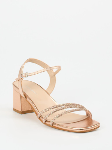 Andrea Sabatini – Abendsandale aus Metallicleder Roségold