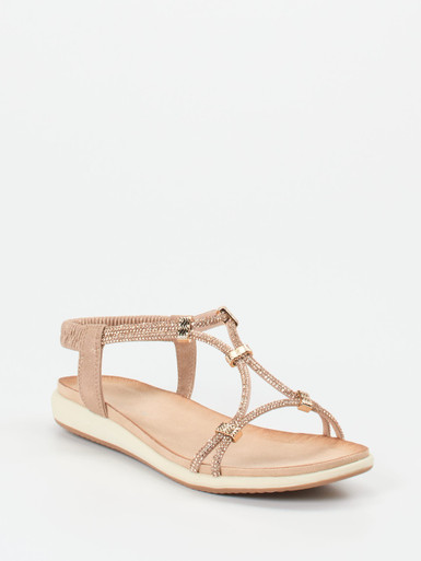 Andrea Puccini – Zehensteg-Sandalen aus Metallicleder rosa