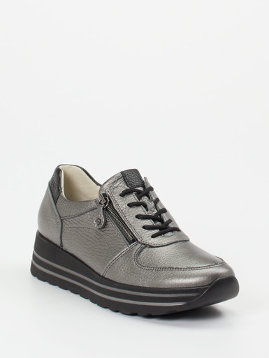 Waldläufer – Komfort-Sneaker aus Metallicleder grau