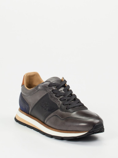 La Martina – Sneaker aus Kalbleder in Anthrazitgrau