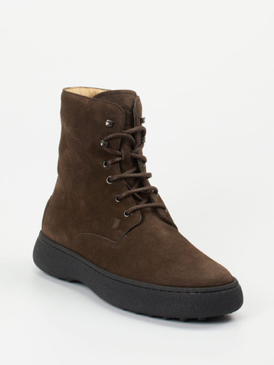 Tod's – Schnürboots aus Veloursleder Dunkelbraun