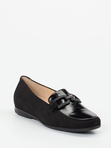 Hassia – Loafer aus Velours- und Lackleder schwarz