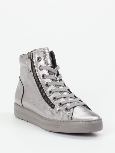 Paul Green – High-Top-Sneaker aus Metallicleder silber