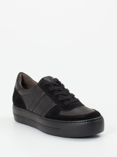 Paul Green – Sneaker aus Velour/Leder Schwarz
