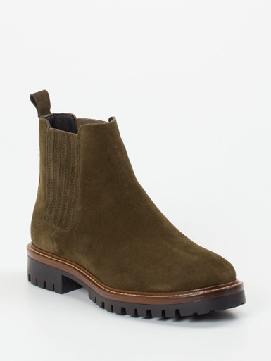 Ralph Harrison – Chelsea Boots aus Veloursleder olivgrün