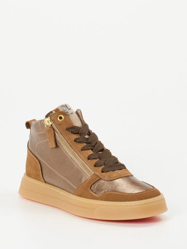 DL Sport – High-Top Sneaker aus Metallicleder bronzebraun