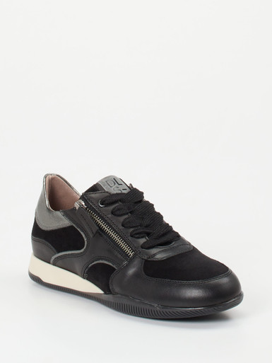 DL Sport – Sneaker aus Velourleder und Glattleder schwarz