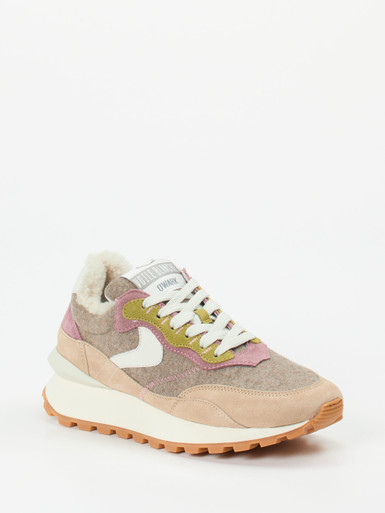 Voile Blanche – Retro-Sneaker aus Veloursleder beige