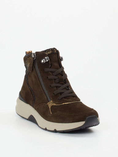 Gabor Comfort – Sneakerboots aus Veloursleder Dunkelbraun