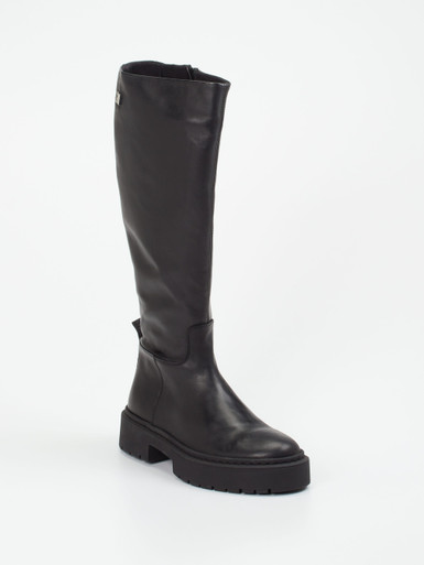Steve Madden – Kniehohe Stiefel aus Glattleder Schwarz