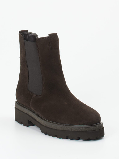 Gabor – Chelsea Boots aus Veloursleder Dunkelbraun