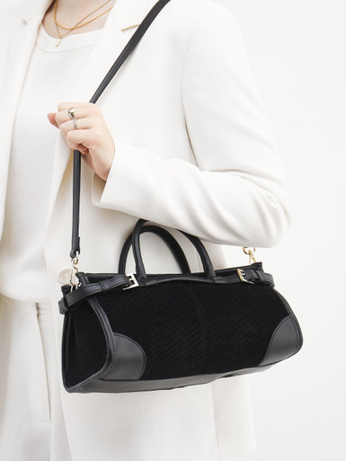 Viamailbag – Top Handle Bag aus Textil und Leder Schwarz