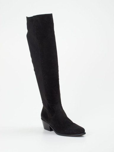 Donna Carolina – Kniehohe Stiefel aus Veloursleder Schwarz