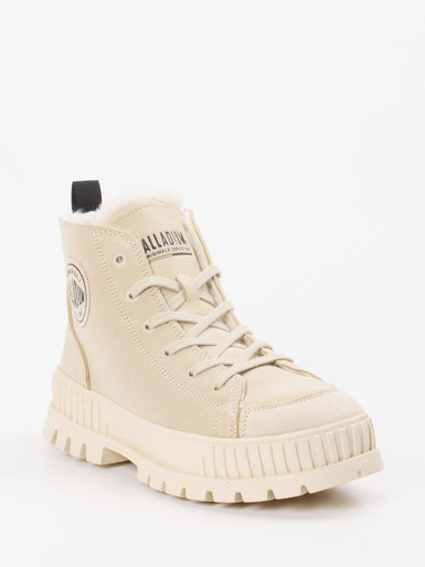 Palladium – Winter-Sneakerboots aus Veloursleder beige