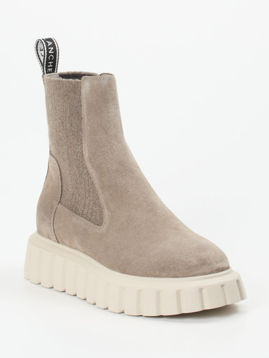 Voile Blanche – Stiefelette aus Veloursleder taupe