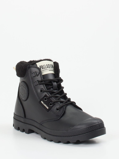Palladium – Schnürboots aus Leder Schwarz gefüttert