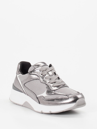 Gabor Comfort – Chunky-Sneaker aus Metallicleder silber