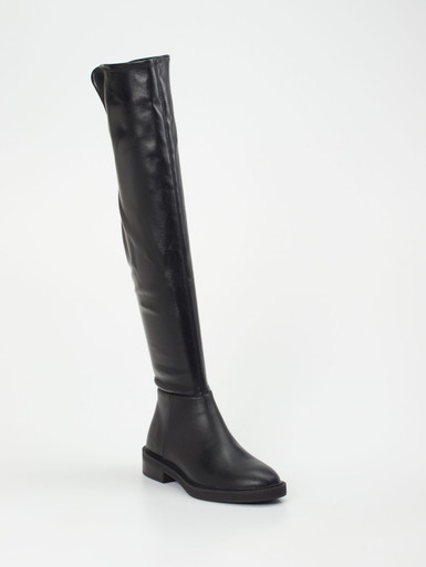 Steve Madden – Overknee-Stiefel aus veganem Glattleder Schwarz