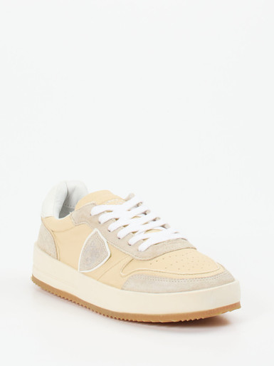Philippe Model – Sneaker aus Velour/Leder beige