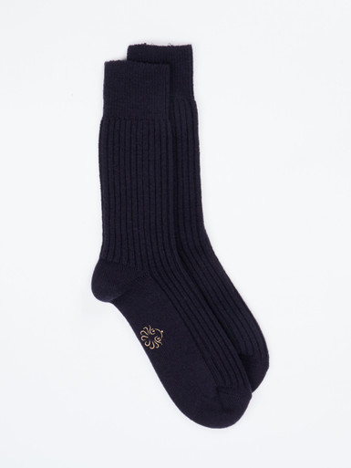 Alto Milano – Rippstricksocken aus Wolle Dunkelblau