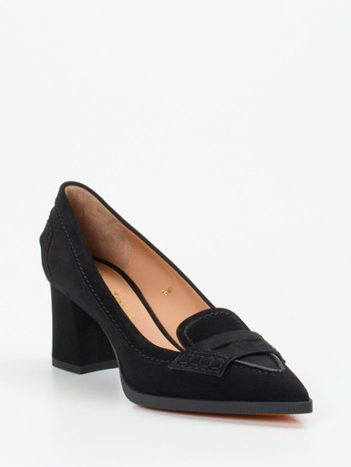 Santoni – Loafer-Pumps aus Veloursleder Schwarz