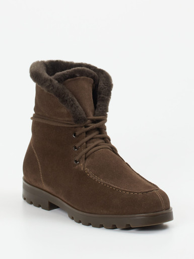 Santoni – Stiefelette aus Veloursleder dunkelbraun