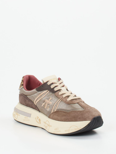 Premiata – Chunky Sneaker aus Veloursleder taupe
