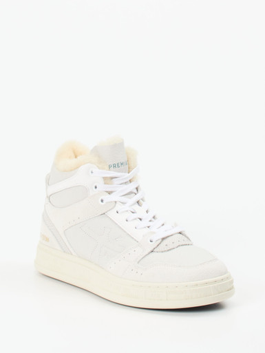 Premiata – High-Top Sneaker aus Veloursleder Offwhite