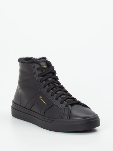Santoni – High-Top Sneaker aus Kalbleder schwarz