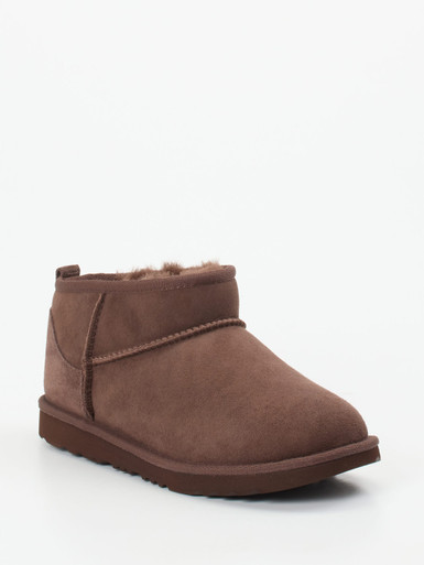 UGG – Lammfell-Boots aus Veloursleder schokobraun