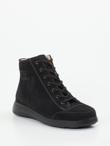 Finn Comfort – Schnürstiefelette aus Nubukleder schwarz