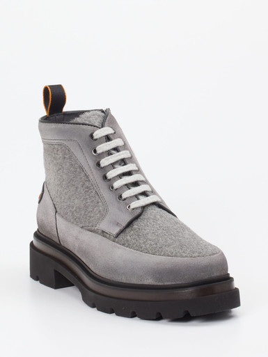 Santoni – Schnürboots aus Veloursleder grau