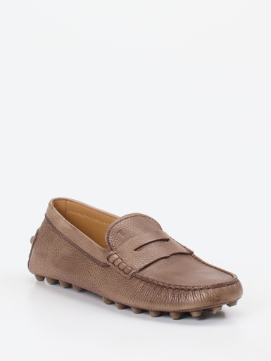 Tod's – Slipper aus genarbtem Kalbleder braun