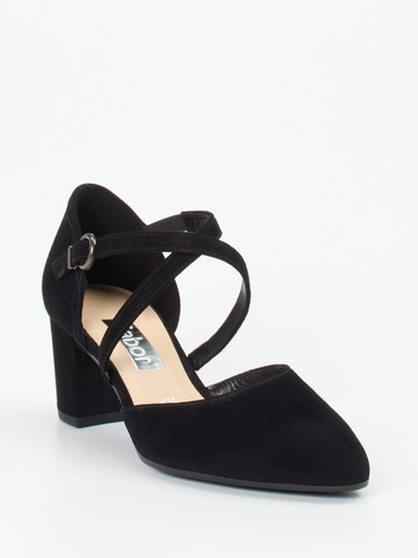 Gabor – Riemchenpumps aus Veloursleder schwarz