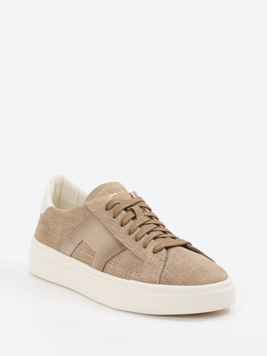 Santoni – Sneaker aus geprägtem Leder sandbeige