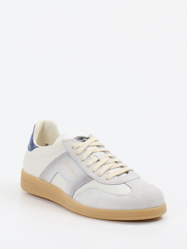 Santoni – Retro-Sneaker aus Kalbleder Offwhite