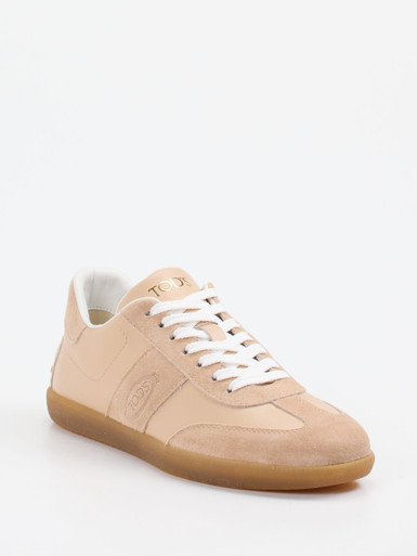 Tod's – Sneaker aus Velourleder und Glattleder Beige