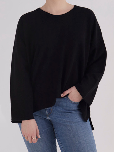 FLONA – Oversize-Pullover aus Feinstrick Schwarz