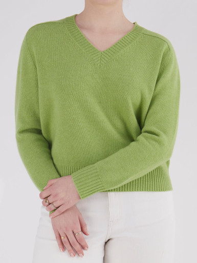 FLONA – Feinstrickpullover aus Kaschmir apfelgrün