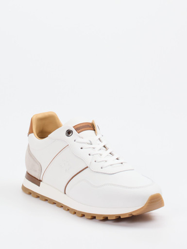 La Martina – Sneaker aus Kalbleder in Weiß-Braun