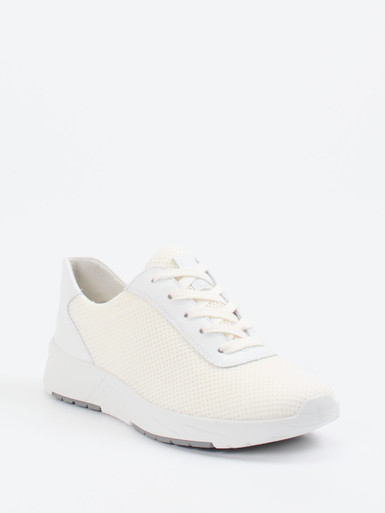 Semler – Komfort-Sneaker aus Mesh und Kalbleder Cremeweiß