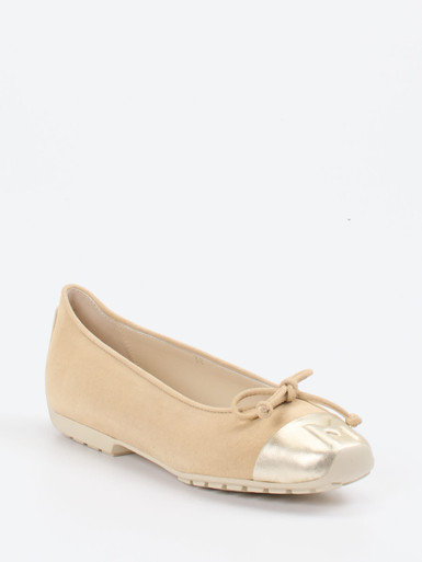 Mania – Komfort-Ballerinas aus Veloursleder Beige