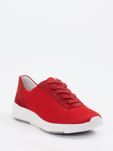 Semler – Komfort-Sneaker aus Mesh und Veloursleder Rot